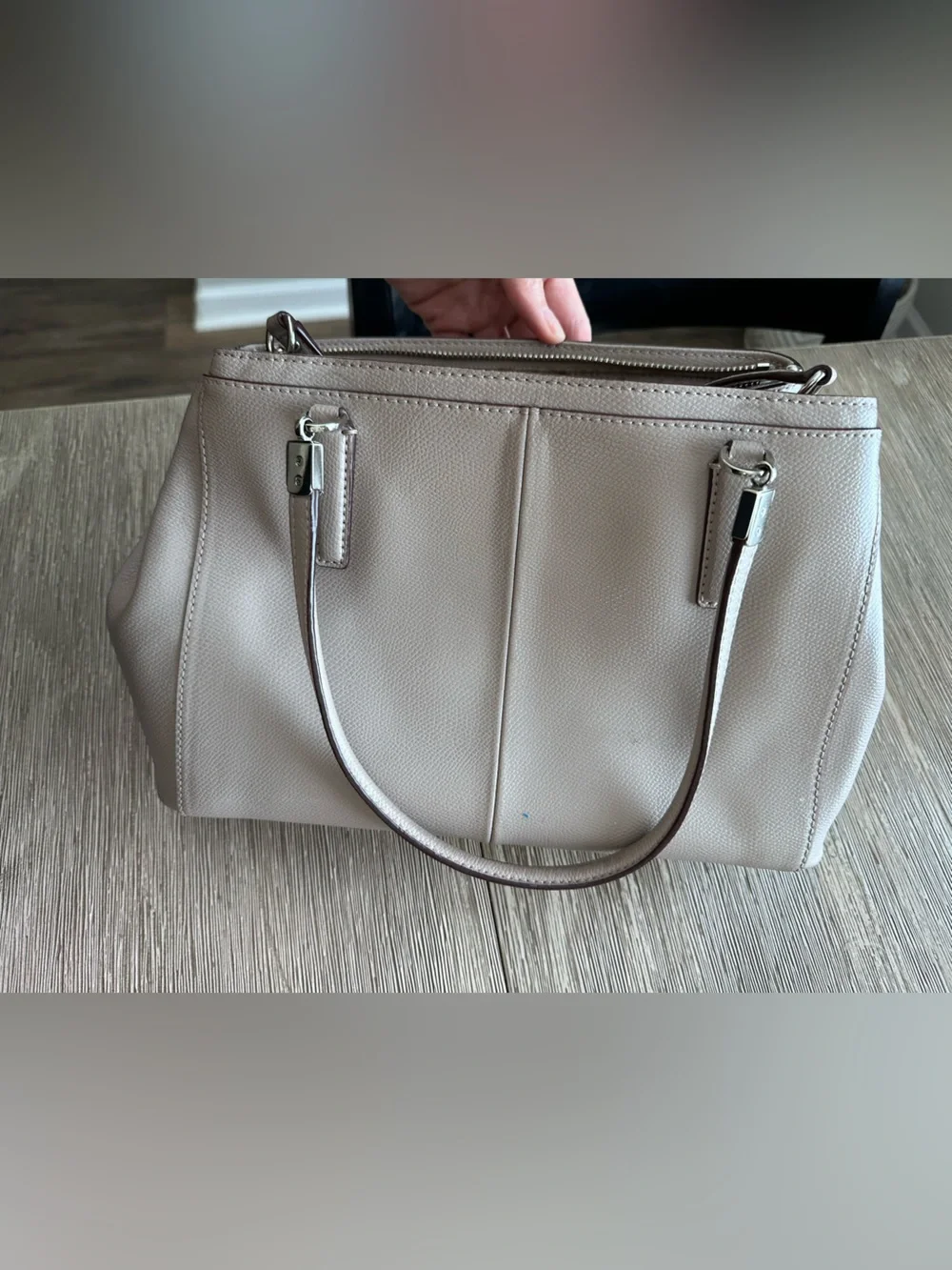 COACH Pebbled Leather Shoulder Bag in taupe